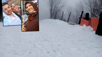 Kocaeli’de ailesiyle birlikte kayak merkezine giden kadın, şambrelle kayarken yaklaşık