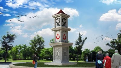 İvrindi Atatürk Caddesi’nde bulunan saat kulesi yıkılarak, yeniden yapımı için