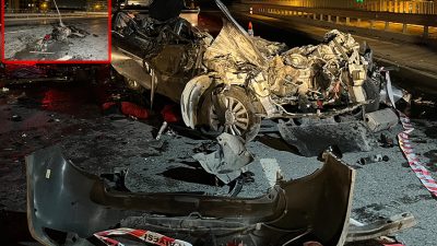 Başakşehir’de kontrolden çıkan aracın karşı şeride geçerek otomobille çarpıştığı kazada