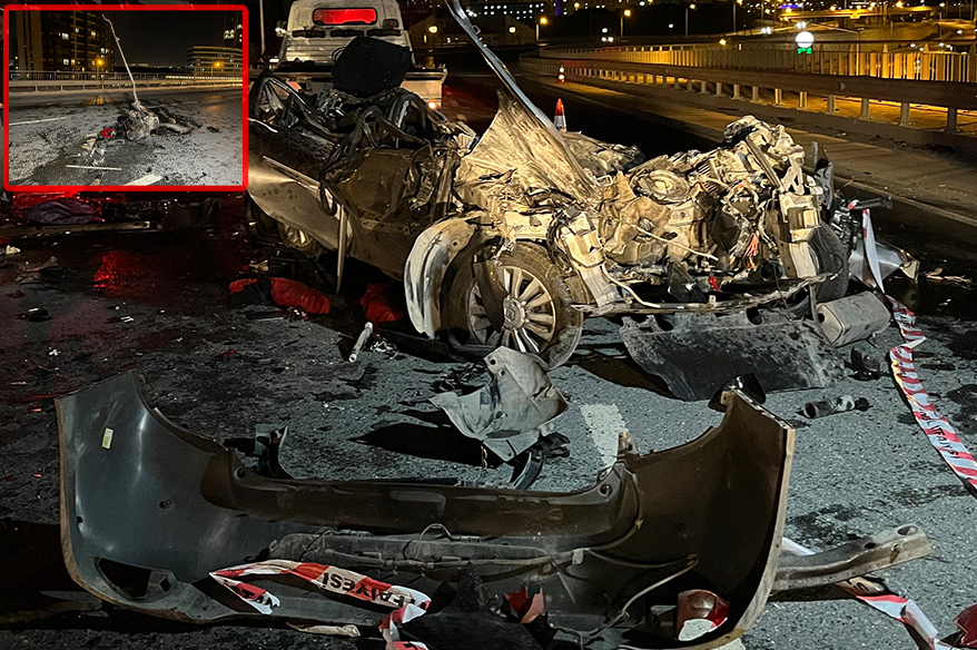 Başakşehir’de kontrolden çıkan aracın karşı şeride geçerek otomobille çarpıştığı kazada