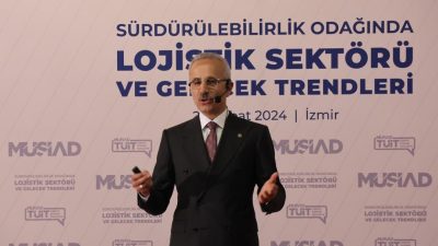 İzmir’de düzenlenen ‘Lojistik Sektörü ve Gelecek Trendleri’ toplantısına katılan Ulaştırma