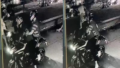 Beşiktaş’ta iskelede oturan 2 gencin motosikletle gelen kasklı iki saldırgan