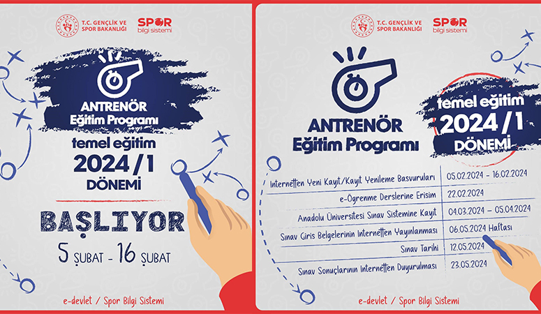 Antrenör Eğitim Programı yayınladı T.C. Gençlik ve Spor Bakanlığı “2024/1 Antrenör Temel Eğitim Programı”