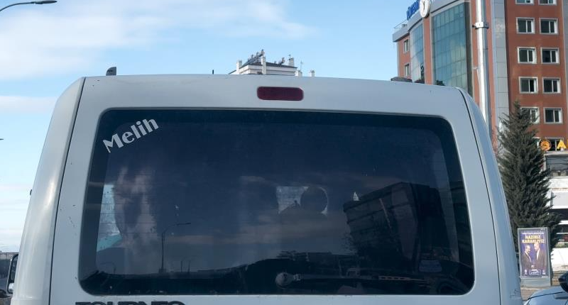 Elazığ’da seyir halindeki hafif ticari aracın arka koltuğunda taşınan buzağı