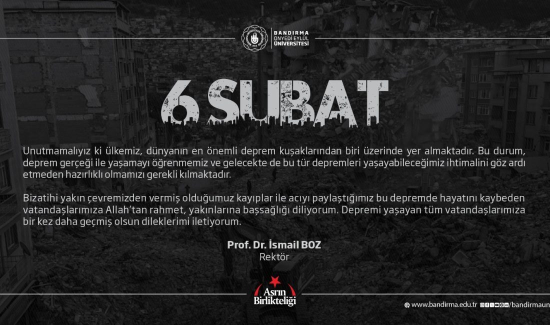 BANÜ deprem bölgesinin yanında BANÜ Rektörü Prof. Dr. İsmail Boz, 6 Şubat depreminin birinci