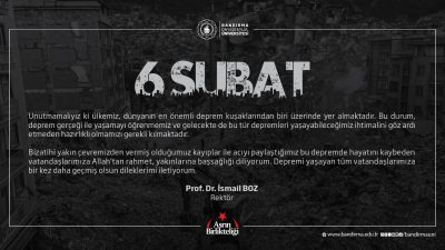 BANÜ Rektörü Prof. Dr. İsmail Boz, 6 Şubat depreminin birinci