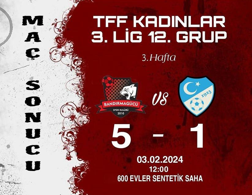 Bandırmagücü SK, puanını 4’e yükseltti Bandırmagücü Kadın Futbol Takımı, ligin 3. haftasını 5. sırada tamamladı.