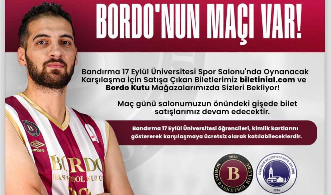 Bordo Basket’in önemli maçı “Bordo Basket” takımı, 18 Şubat 2024 Pazar günü, kentimizde önemli