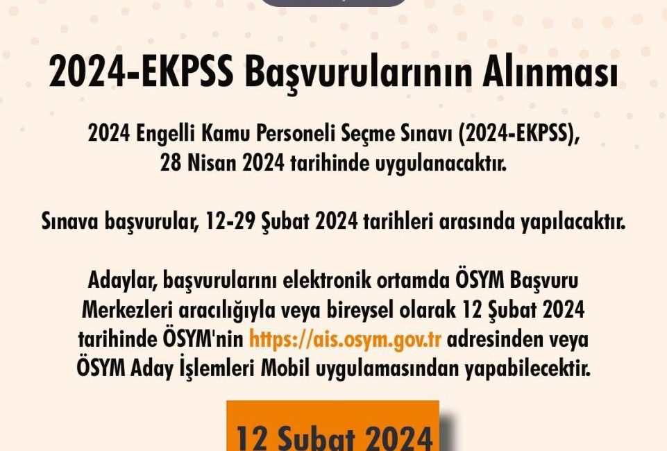 Ölçme, Seçme ve Yerleştirme Merkezi (ÖSYM) Başkanlığı, 2024 Engelli Kamu