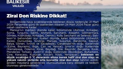 Balıkesir Valiliği, sosyal medya hesabından 21 Mart 2024 Perşembe günü