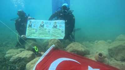 Gömeç ilçesinde, Gömeç Dalış Okulunda görevli dalgıçlar, SMA hastası Aren