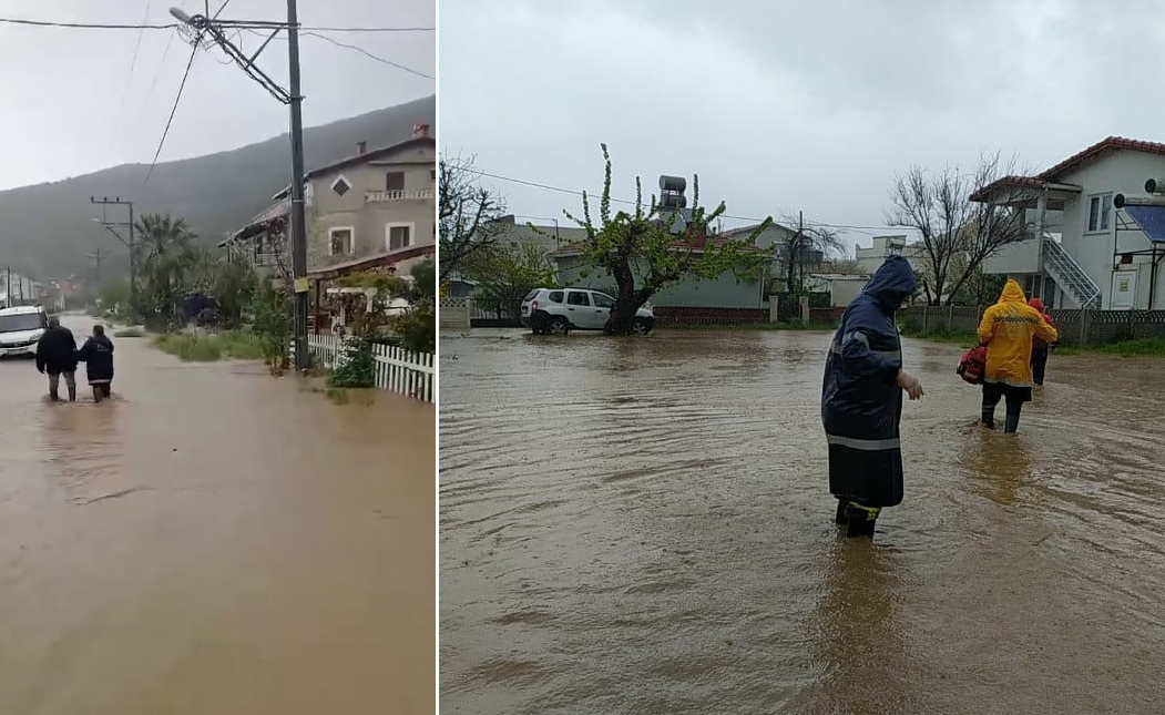 Erdek’te kırsalında bulunan Kapıdağ bölgesinde sağanak yağış su baskınlarına neden