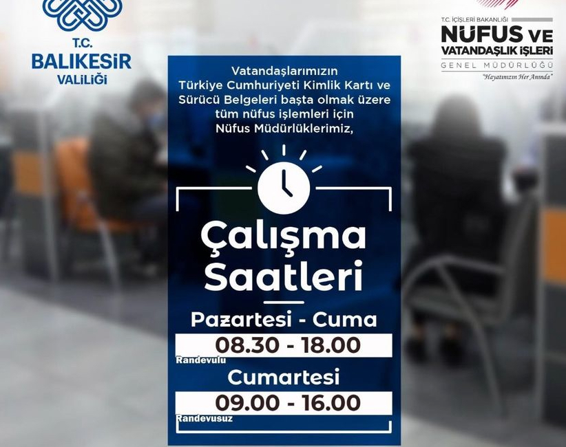 Balıkesir Valiliği tarafından T.C. İçişleri Bakanlığı Nüfus ve Vatandaşlık İşleri