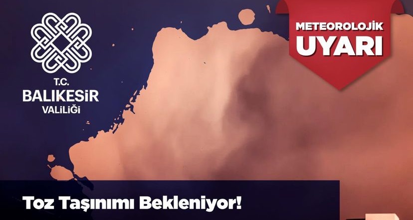 Balıkesir Valiliği uyardı: İl genelinde toz taşınımı yaşanacak Balıkesir Valiliği’nden yapılan uyarıya göre Balıkesir genelinde toz taşınımı yaşanması
