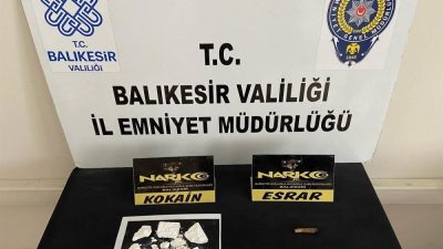 Balıkesir’de emniyet ekipleri uyuşturucu madde ticareti yaptığı tespit ettiği bir