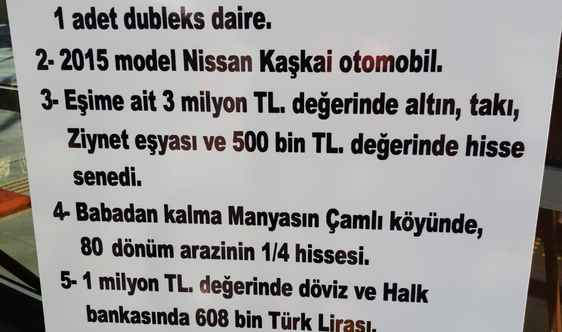 Bandırma Belediye Başkanı Dursun Mirza, belediye binasının girişine mal beyanını