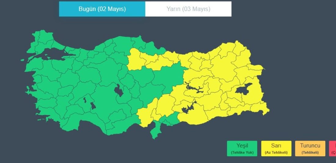 Meteoroloji’den 34 il için sarı kodlu uyarı verildi! Meteoroloji Genel Müdürlüğü, 2 Mayıs hava durumu raporunu paylaştı. 34