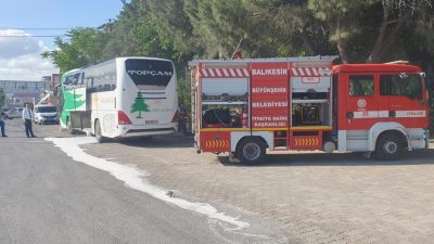  Susurluk’ta seyir halindeki yolcu otobüsünde çıkan yangın itfaiye ekiplerinin müdahalesiyle