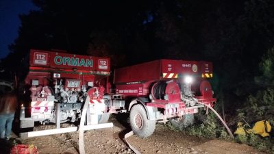 Kazdağları’nda yıldırım düşmesi sonrası çıkan orman yangını ekiplerin hızlı müdahalesi