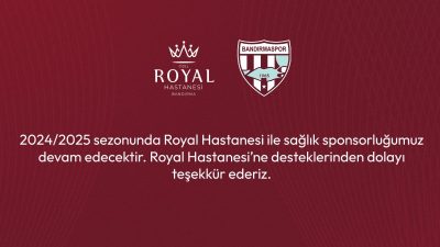 Royal Hastanesi’nin 2024-2025 sezonunda da Bandırmaspor’un sağlık sponsoru olacağı duyuruldu.