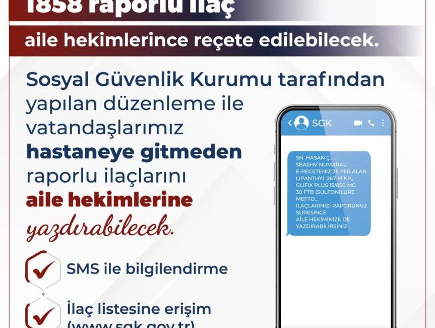 Bin 858 raporlu ilaç daha aile hekimlerince reçete edilebilecek Çalışma ve Sosyal Güvenlik Bakanı Vedat Işıkhan, aile hekimlerinin raporlu