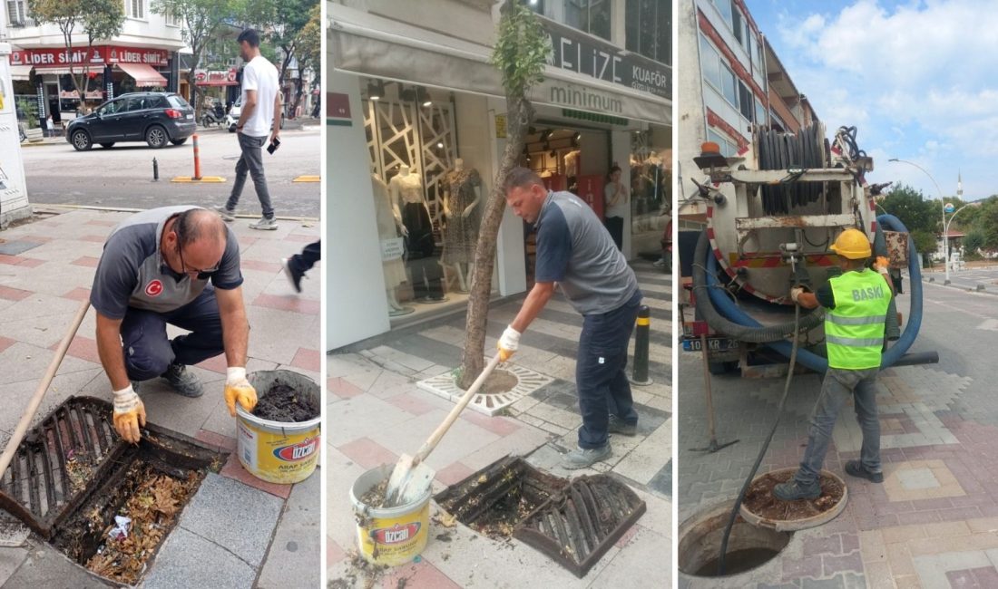Bandırma’da yağmur mazgalları temizlendi Balıkesir Büyükşehir Belediyesi Su ve Kanalizasyon İdaresi (BASKİ), Bandırma’da yağmur