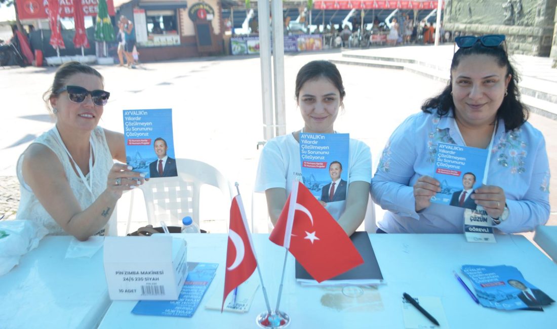 Ayvalık’ta su çilesinde çözüm yakın Balıkesir Büyükşehir Belediyesi tarafından Başkan Ahmet Akın’ın talimatıyla kurulan standa