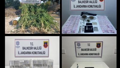 Balıkesir İl Jandarma Komutanlığınca, kaçakçılık ve uyuşturucu madde suçları ile