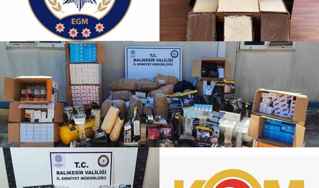 Balıkesir il genelinde Kom polis ekiplerinin yaptığı kaçak tütün ve