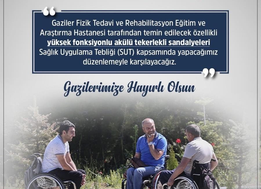 Bakan Işıkhan: “Gazilerin tekerlekli sandalye ihtiyacını SGK karşılayacak” Çalışma ve Sosyal Güvenlik Bakanı Vedat Işıkhan, “Gazilerimizin ihtiyaç duyduğu