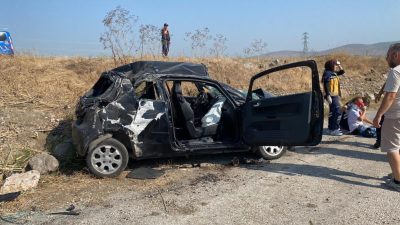 Gönen’de seyir halindeki otomobile yabancı bir cismin çarpması sonucu meydana
