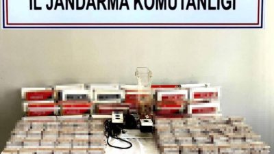 Edremit’te jandarma tarafından yapılan çalışmada 11 bin adet tütün doldurulmuş