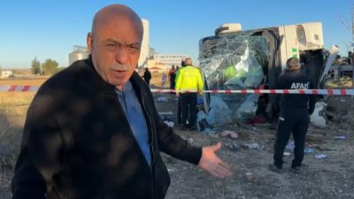 Aksaray’da tur otobüsünün şarampole devrilmesi sonucu meydana gelen ve 6