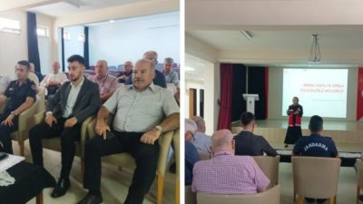 Erdek’te görev yapan muhtarlara, Bandırma Sosyal Hizmet görevlileri tarafından “Kadına