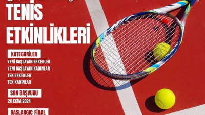 Bandırma’da Cumhuriyet’in 101’inci yılı dolayısıyla düzenlenen tenis etkinliklerinde sporcular 4