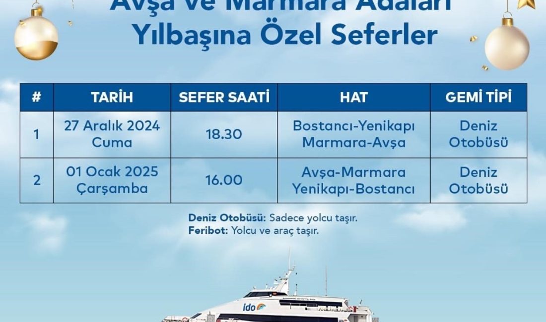 Yılbaşı için Marmara ve Avşa Adası’na ek deniz otobüs seferleri düzenlenecek Marmara Adalar Belediyesi, yılbaşı tatilini Avşa ve Marmara Adası’nda geçirmek