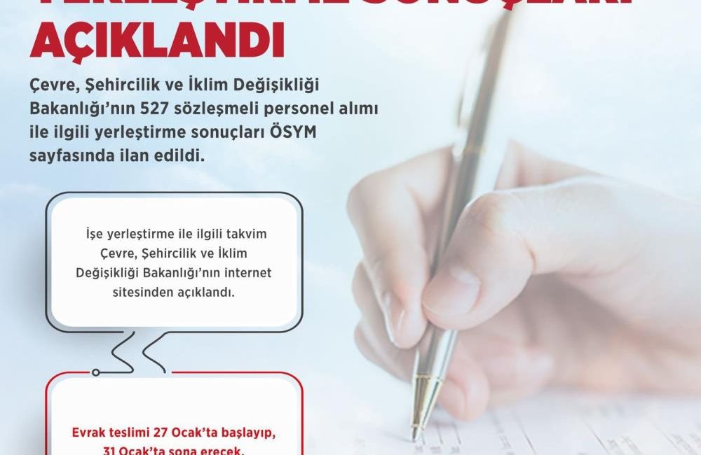 Çevre, Şehircilik ve İklim Değişikliği Bakanlığı’na 527 sözleşmeli personel alımı