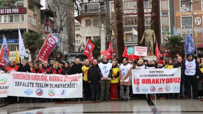 Türkiye genelinde yapılan iş bırakma eylemleri kapsamında Bandırma’da kamu çalışanları