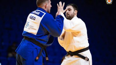 Karadağ’da düzenlenen Büyükler Avrupa Judo Kupası’nda +100 kiloda mücadele eden