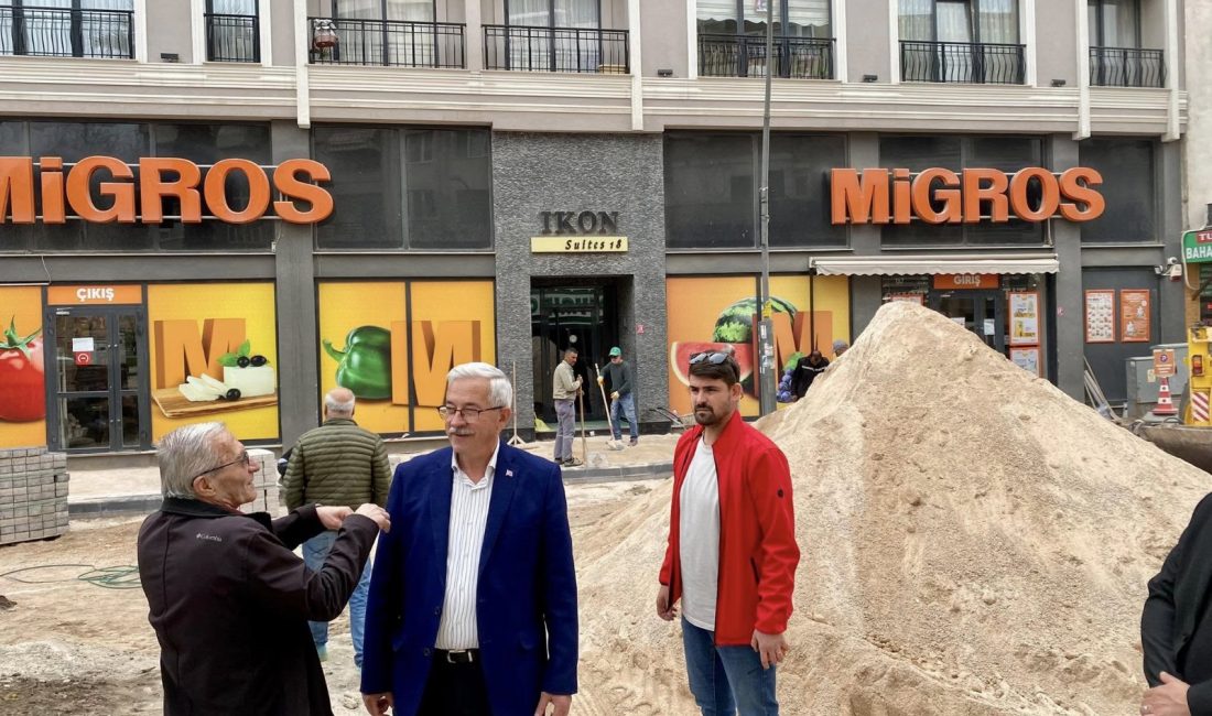 Adnan Menderes Caddesi’ndeki üst yapı çalışmalarını yerinde inceleyen Erdek Belediye