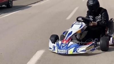 Bursa’da pistin yolunu şaşıran bir kişi, go kart aracıyla trafiğe