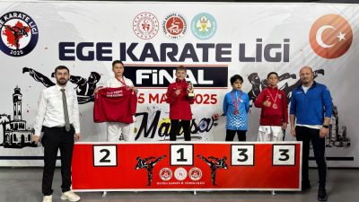 Manisa’da düzenlenen Ege Karate Ligi Final Etabı’na katılan Manyas Belediyespor