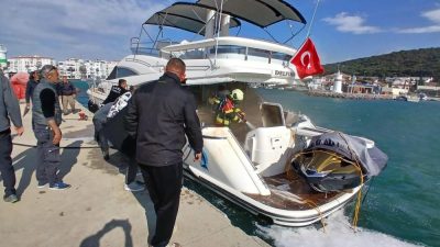 Setur Marina’da demirli özel bir teknede çıkan yangın, İtfaiye Daire