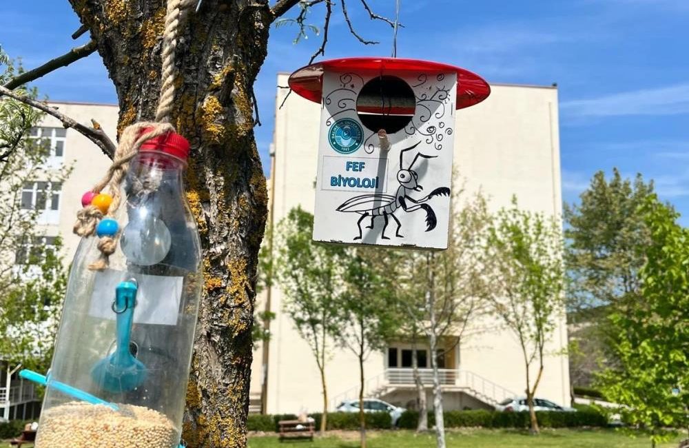 Öğrencilerden kuşlar için yuva ve yemlik Balıkesir’de Fen-Edebiyat Fakültesi Biyoloji Bölümü öğrencileri, “Gönüllülük Çalışmaları” dersi kapsamında