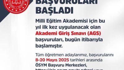 Milli Eğitim Bakanı Yusuf Tekin, Akademi Giriş Sınavı (AGS) başvurularının