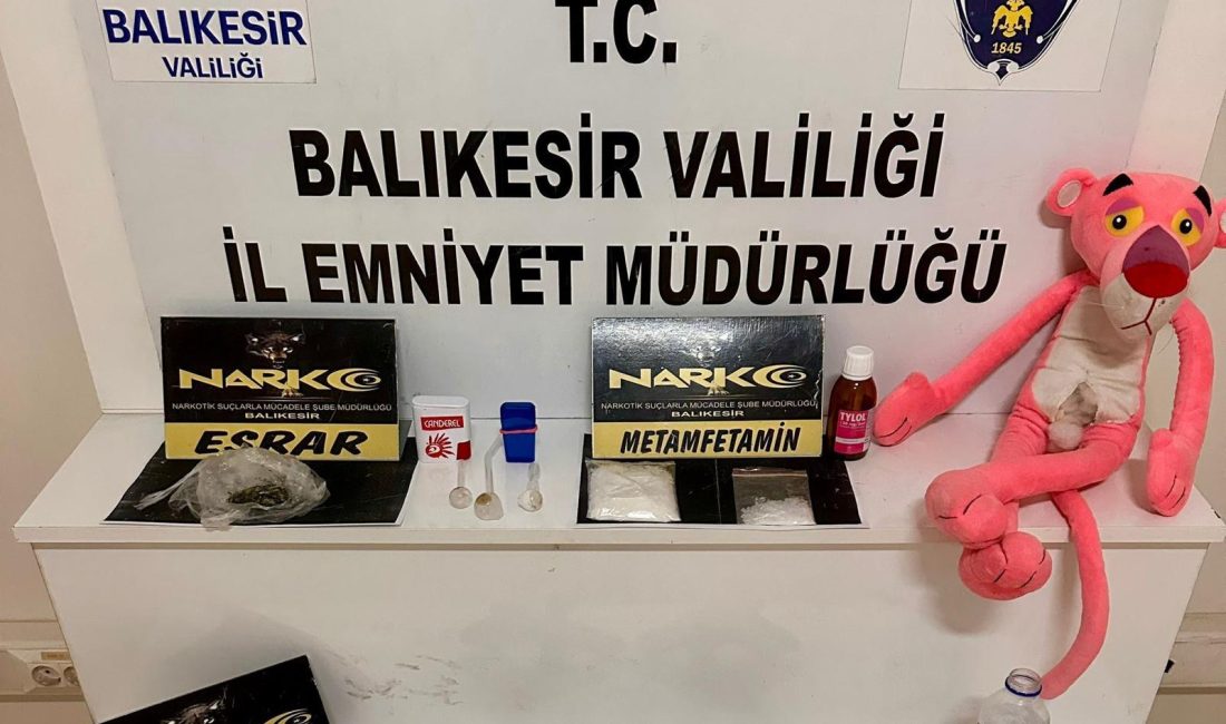 Pembe panterin içinden uyuşturucu çıktı Balıkesir’de narkotik ekipleri tarafından yapılan uyuşturucu operasyonunda 80 gram metamfetamin