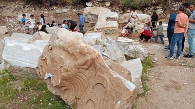 Uluslararası Müzeler Haftası çerçevesinde Bandırma’nın Çınarlı Mahallesi’nden katılan çocuklar, Kyzikos