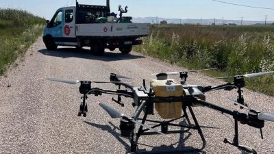 Balıkesir Büyükşehir Belediyesi, Gönen’in sazlık alanlarında drone destekli larva ilaçlaması