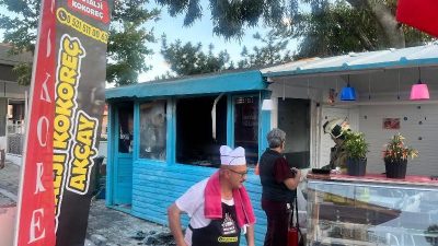 Edremit’te bir iş yerinde çıkan yangın, çevre büfelere sıçramadan itfaiye