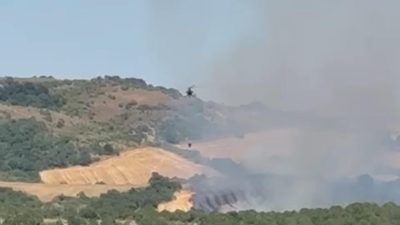 Doğancı kırsal mahallesi yakınlarında ormanlık alanda çıkan yangına havadan müdahale